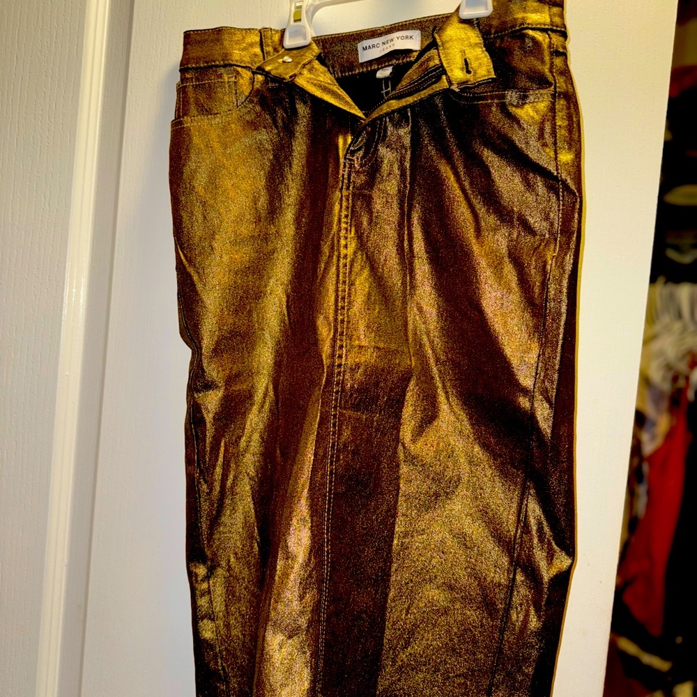 Marc Jacobs Silver Coated Denim Skirt